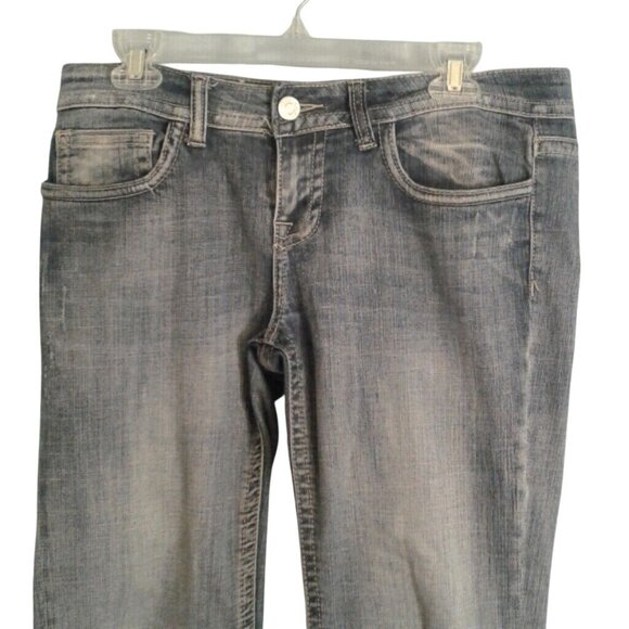 Vigoss Size 9 Jeans New York Bootcut Distressed Blue Denim Womens Flap Pockets - Picture 2 of 8